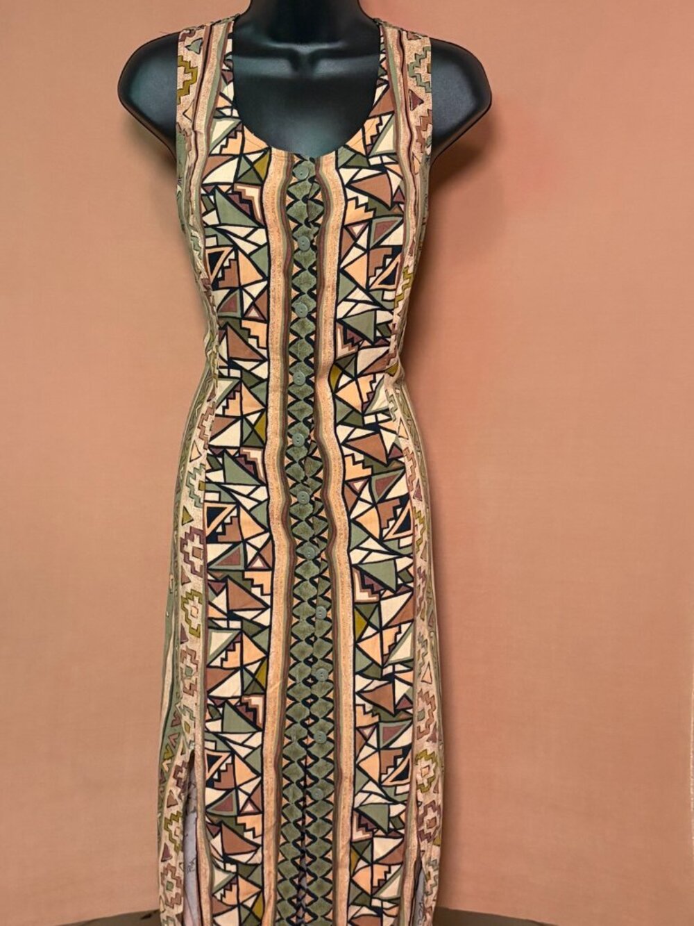 Olivia Rose Southwestern Geometric Tribal Print Maxi Dress - Women's 14P
